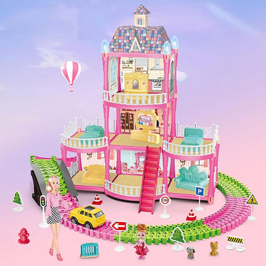254Pcs DIY Luxury Villas Doll House With Doll